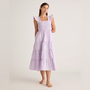 Quince Lavender Smocked Cotton Dress
